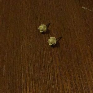 White rose earrings will come with backs